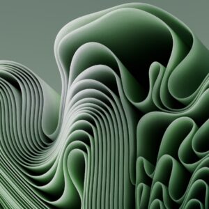 a computer generated image of a green object